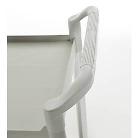 Schäfer Shop Pure Tischwagen, 2 Etagen, bis 200 kg, 2 Schiebebügel, Lenkrollen, Aluminium & Kunststoff, L 850 x B 480 x H 950 mm, Etagen lichtgrau