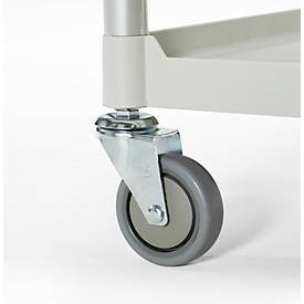 Schäfer Shop Pure Tischwagen, 2 Etagen, bis 200 kg, 2 Schiebebügel, Lenkrollen, Aluminium & Kunststoff, L 850 x B 480 x H 950 mm, Etagen lichtgrau