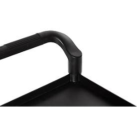 Schäfer Shop Pure Tischwagen, 2 Etagen, bis 200 kg, 2 Schiebebügel, Lenkrollen, Aluminium & Kunststoff, L 850 x B 480 x H 950 mm, Etagen schwarz