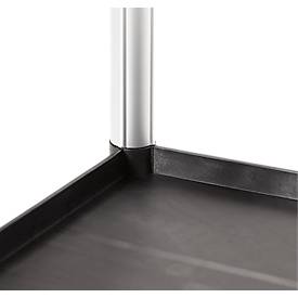 Schäfer Shop Pure Tischwagen, 2 Etagen, bis 200 kg, 2 Schiebebügel, Lenkrollen, Aluminium & Kunststoff, L 850 x B 480 x H 950 mm, Etagen schwarz