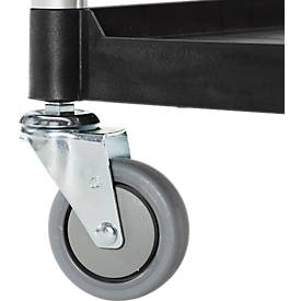 Schäfer Shop Pure Tischwagen, 2 Etagen, bis 200 kg, 2 Schiebebügel, Lenkrollen, Aluminium & Kunststoff, L 850 x B 480 x H 950 mm, Etagen schwarz