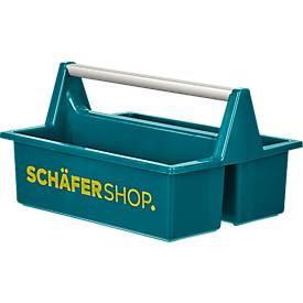 Schäfer Shop Pure Tragekasten Carry, 8 l, bis 4,5 kg, 2 Fächer mit Lineal, Bügelgriff, L 395 x B 290 x H 215 mm, Polypropylen, petrol