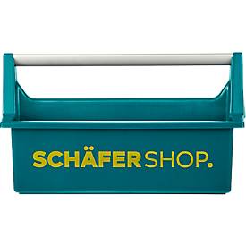 Schäfer Shop Pure Tragekasten Carry, 8 l, bis 4,5 kg, 2 Fächer mit Lineal, Bügelgriff, L 395 x B 290 x H 215 mm, Polypropylen, petrol