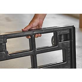 Schäfer Shop Pure Transportroller, Euronorm, bis 300 kg, mit Stapelrand, Lenkrollen, L 610 x B 410 mm, HDPE & TPU, tiefschwarz RAL 9005