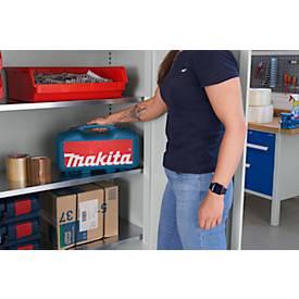 Schäfer Shop Pure Universalschrank, 5 OH, 4 Fachböden, abschließbar, B 1200 x T 400 x H 1935 mm, Stahl, lichtgrau RAL 7035/lichtgrau RAL 7035