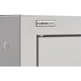 Schäfer Shop Pure Universalschrank, 5 OH, 4 Fachböden, abschließbar, B 800 x T 400 x H 1935 mm, Stahl, lichtgrau RAL 7035/lichtgrau RAL 7035