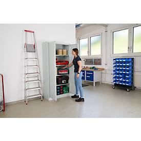 Schäfer Shop Pure Universalschrank, 5 OH, 4 Fachböden, abschließbar, B 950 x T 400 x H 1935 mm, Stahl, lichtgrau RAL 7035/lichtgrau RAL 7035