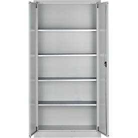 Schäfer Shop Pure Universalschrank, 5 OH, 4 Fachböden, abschließbar, B 950 x T 400 x H 1935 mm, Stahl, lichtgrau RAL 7035/lichtgrau RAL 7035
