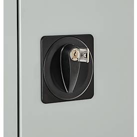 Schäfer Shop Pure Universalschrank, 5 OH, 4 Fachböden, abschließbar, Stahl, lichtgrau RAL 7035 + 60 Schäfer Shop Select Ordner