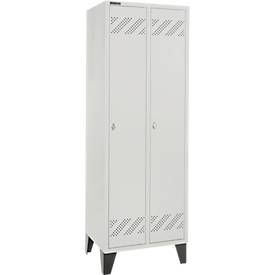 Schäfer Shop Pure Vestiaire, 2 compartiments, sur pieds, serrure à came batteuse, gris clair/gris clair