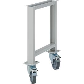 Schäfer Shop Pure Werkbankfuss WFF807L, nicht höhenverstellbar, mit Rollen, T 665 x H 800 mm, weißaluminium RAL 9006
