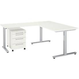 Schäfer Shop Select 3-tlg. Büromöbelset Schreibtisch Start Off, Rechteck, T-Fuß, B 1800 x T 800 x H 735 mm 
