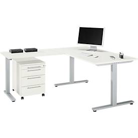 Schäfer Shop Select 3-tlg. Büromöbelset Schreibtisch Start Off, Rechteck, T-Fuß, B 1800 x T 800 x H 735 mm 