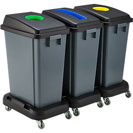 Schäfer Shop Select Abfallbehälter, ohne Deckel, Volumen 60 l, Tragegriffe, stapel- und erweiterbar, B 460 x T 320 x H 580 mm, Kunststoff, grau