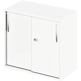 Schäfer Shop Select Ansatz-/Aufsatz-Schiebetürenschrank LOGIN, 2 Ordnerhöhen, B 800 x T 420 x H 726 mm, weiß/weiß