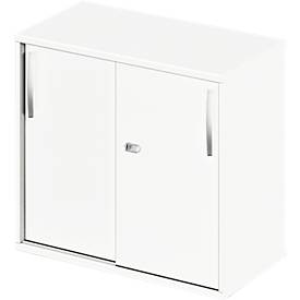 Schäfer Shop Select Ansatz-/Aufsatz-Schiebetürenschrank LOGIN, 2 Ordnerhöhen, B 800 x T 420 x H 726 mm, weiß/weiß