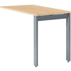 Schäfer Shop Select Ansatztisch LOGIN, 4-Fuß, B 1000 x T 600 x H 740 mm, Ahorn/basaltgrau