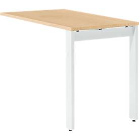 Schäfer Shop Select Ansatztisch LOGIN, 4-Fuß, B 1000 x T 600 x H 740 mm, Ahorn/verkehrsweiß
