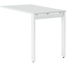 Schäfer Shop Select Ansatztisch LOGIN, 4-Fuß, B 1000 x T 600 x H 740 mm, lichtgrau/verkehrsweiß