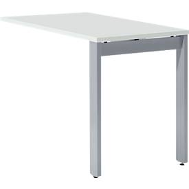 Schäfer Shop Select Ansatztisch LOGIN, 4-Fuß, B 1000 x T 600 x H 740 mm, lichtgrau/weißalu