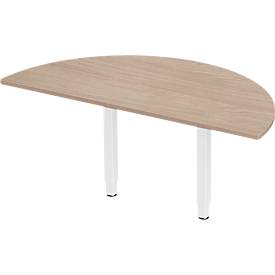 Schäfer Shop Select Ansatztisch PLANOVA ERGOSTYLE, 1/2 Kreis, Eiche-Dekor/weiß