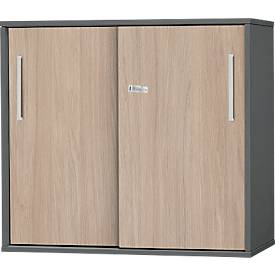 Schäfer Shop Select Anstell-/Aufsatz-Schiebetürenschrank SET UP, 2 OH, B 800 x T 420 x H 726 mm, graphit/eiche