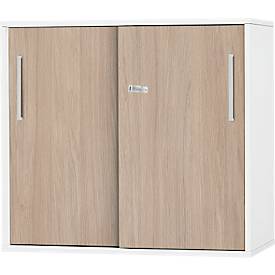 Schäfer Shop Select Anstell-/Aufsatz-Schiebetürenschrank SET UP, 2 OH, B 800 x T 420 x H 726 mm, weiß/eiche