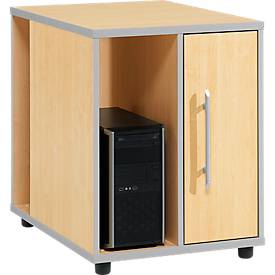 Schäfer Shop Select Anstellcontainer Moxxo IQ, PC-Towerfach, 1 Tür, 2 seitliche Fächer, B 551 x T 800 x H 720 mm, Ahorn-Dekor