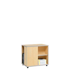Schäfer Shop Select Anstellcontainer Moxxo IQ, PC-Towerfach, 1 Tür, 2 seitliche Fächer, B 551 x T 800 x H 720 mm, Ahorn-Dekor