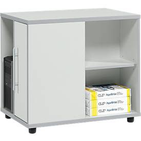 Schäfer Shop Select Anstellcontainer Moxxo IQ, PC-Towerfach, 1 Tür, 2 seitliche Fächer, B 551 x T 800 x H 720 mm, lichtgrau 