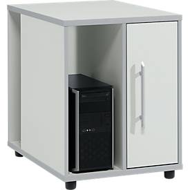 Schäfer Shop Select Anstellcontainer Moxxo IQ, PC-Towerfach, 1 Tür, 2 seitliche Fächer, B 551 x T 800 x H 720 mm, lichtgrau