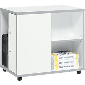 Schäfer Shop Select Anstellcontainer Moxxo IQ, PC-Towerfach, 1 Tür, 2 seitliche Fächer, B 551 x T 800 x H 720 mm, weiß