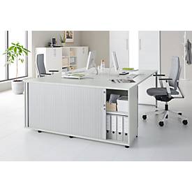 Schäfer Shop Select Anstellquerrollladenschrank, aus Holz, 1 Fachboden, B 1600 mm x T 421 x H 750 mm, lichtgrau