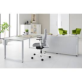 Schäfer Shop Select Anstellquerrollladenschrank, aus Holz, 2 Fachböden, B 1600 mm x T 421 x H 750 mm, lichtgrau