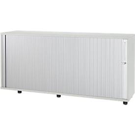 Schäfer Shop Select Anstellquerrollladenschrank, aus Holz, 2 Fachböden, B 1600 mm x T 421 x H 750 mm, lichtgrau