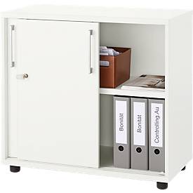 Schäfer Shop Select Anstellschiebetürenschrank, aus Holz, 2 Fachböden, B 800 mm x T 421 x H 750 mm, weiß