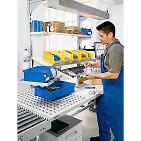 Schäfer Shop Select Arbeitstisch, manuell höhenverstellbar, 4-Fußgestell, B 1200 x T 800 x H 680-960 mm, Holz & Stahl, weißaluminium/weißaluminium