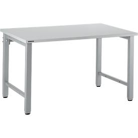 Schäfer Shop Select Arbeitstisch, manuell höhenverstellbar, 4-Fussgestell, B 1200 x T 800 x H 680-960 mm, Holz & Stahl, weissaluminium/weissaluminium