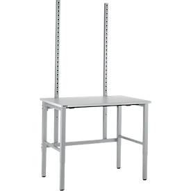 Schäfer Shop Select Arbeitstisch, manuell höhenverstellbar, 4-Fußgestell, B 1200 x T 800 x H 680-960 mm, Holz & Stahl, weißaluminium/weißaluminium