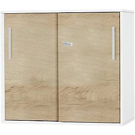 Schäfer Shop Select Armario auxiliar/superior de puertas correderas SET UP, 2 AA, An 800 x P 420 x Al 726 mm, blanco/roble 
