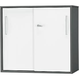 Schäfer Shop Select Armario auxiliar/superior de puertas correderas SET UP, 2 AA, An 800 x P 420 x Al 726 mm, grafito/blanco 