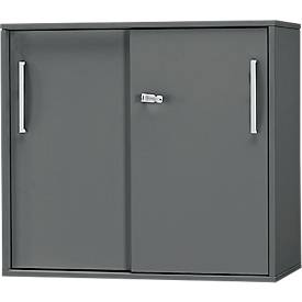 Schäfer Shop Select Armario auxiliar/superior de puertas correderas SET UP, 2 AA, An 800 x P 420 x Al 726 mm, grafito/grafito 