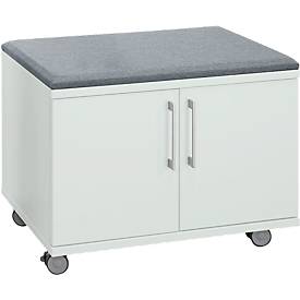 Schäfer Shop Select Armario con ruedas, con función de asiento, An 800 x P 450 x Al 590 mm, gris claro