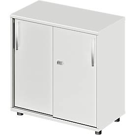 Schäfer Shop Select Armario de puertas correderas LOGIN, 2 alturas de archivo, An 800 x P 420 x Al 744 mm, gris luminoso/gris luminoso