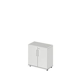 Schäfer Shop Select Armario Start Off, 2 OH, con cerradura, ancho 800 x fondo 420 x alto 744 mm, madera, gris claro/gris claro 