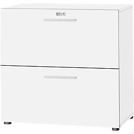 Schäfer Shop Select Armoire à dossiers suspendus SET UP, 2 tiroirs à dossiers suspendus, verrouillable, l. 800 x P 420 x H 744 mm, blanc/blanc 