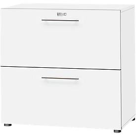 Schäfer Shop Select Armoire à dossiers suspendus Start Off, 2 HC, verrouillable, l. 800 x P 420 x H 744 mm, bois, blanc/blanc 