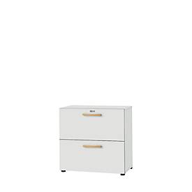 Schäfer Shop Select Armoire à dossiers suspendus Start Off Wood, 2 HC, poignées traversantes, L 800 x P 420 x H 744 mm, bois, gris clair