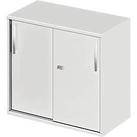 Schäfer Shop Select Armoire à portes coulissantes à poser/relever LOGIN, 2 hauteurs de classeurs, L 800 x P 420 x H 726 mm, gris clair/gris clair