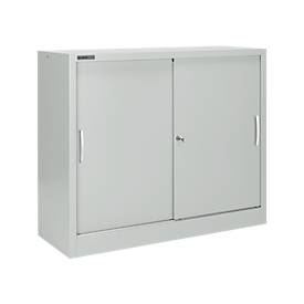 Schäfer Shop Select Armoire à portes coulissantes MS iCONOMY, acier, 3 hauteurs de classeurs, l. 1200 x P 400 x H 1215 mm, gris clair RAL 7035